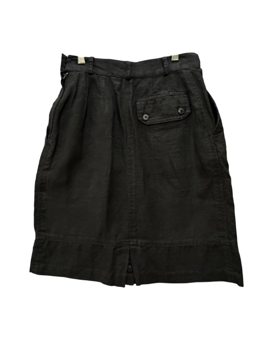 Vintage Gene Ewing BIS Black Linen Skirt Women's Size 8 Retro 1940s Kick Pleat - Picture 3 of 13